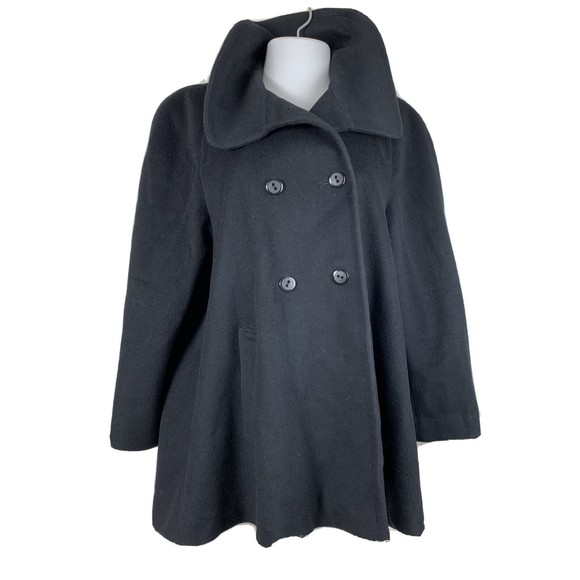 Unbranded Jackets & Blazers - Vintage Women’s SZ 10 Coat Black Outdoor Cold Wool Double Breasted Knee Length